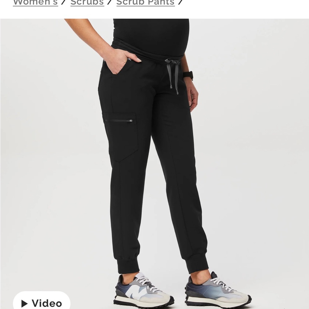 Figs Women's Black Jogger Pants - MATERNITY BLACK